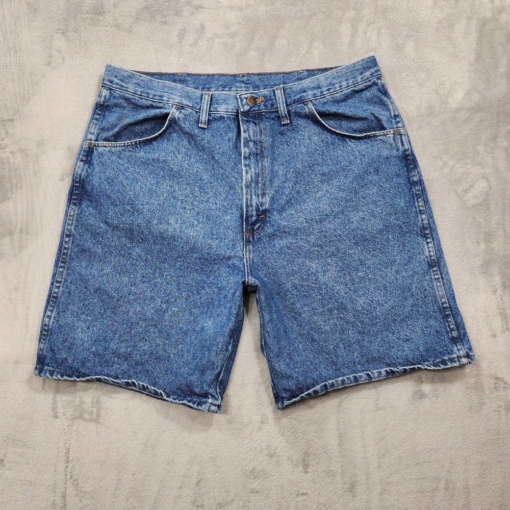 Rustler Shorts Mens 38 Blue Denim Relaxed Fit Bermuda 8 Inseam Casual Summer